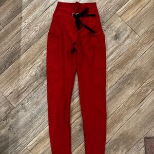 Bombshell Sportswear Red High-Waisted Joggers with Black Drawstring
